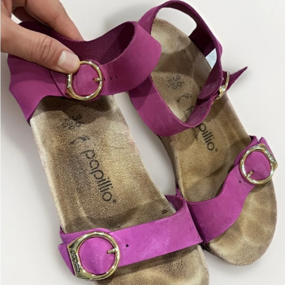 Birkenstock Soley Papillio Sandals Womens 6 or 230 Purple/Pink Wedge Ankle Strap - Picture 2 of 16